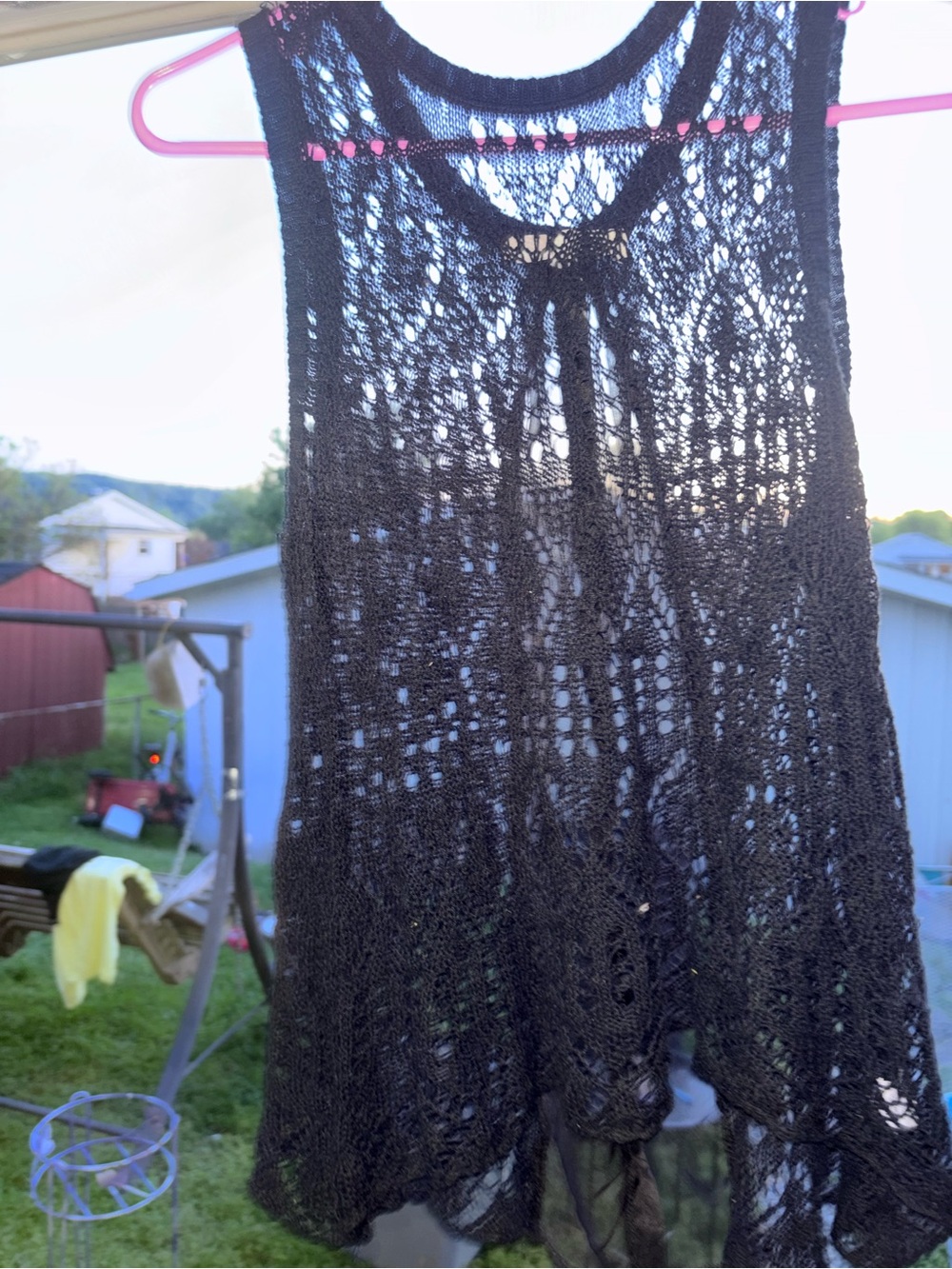 Black Crochet Crop Tank Top - Unbranded